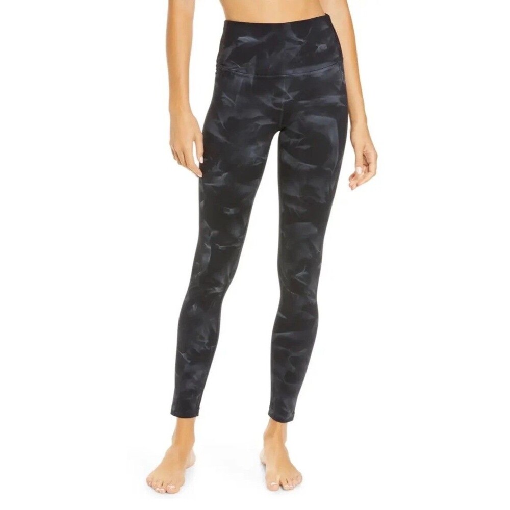 Zella Studio Lite High Waist Spray Dye Leggings- Black Spray Tie Dye - M